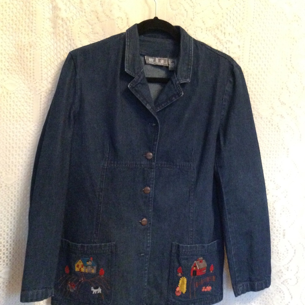 Women’s Denim Jacket Farm House Sz M